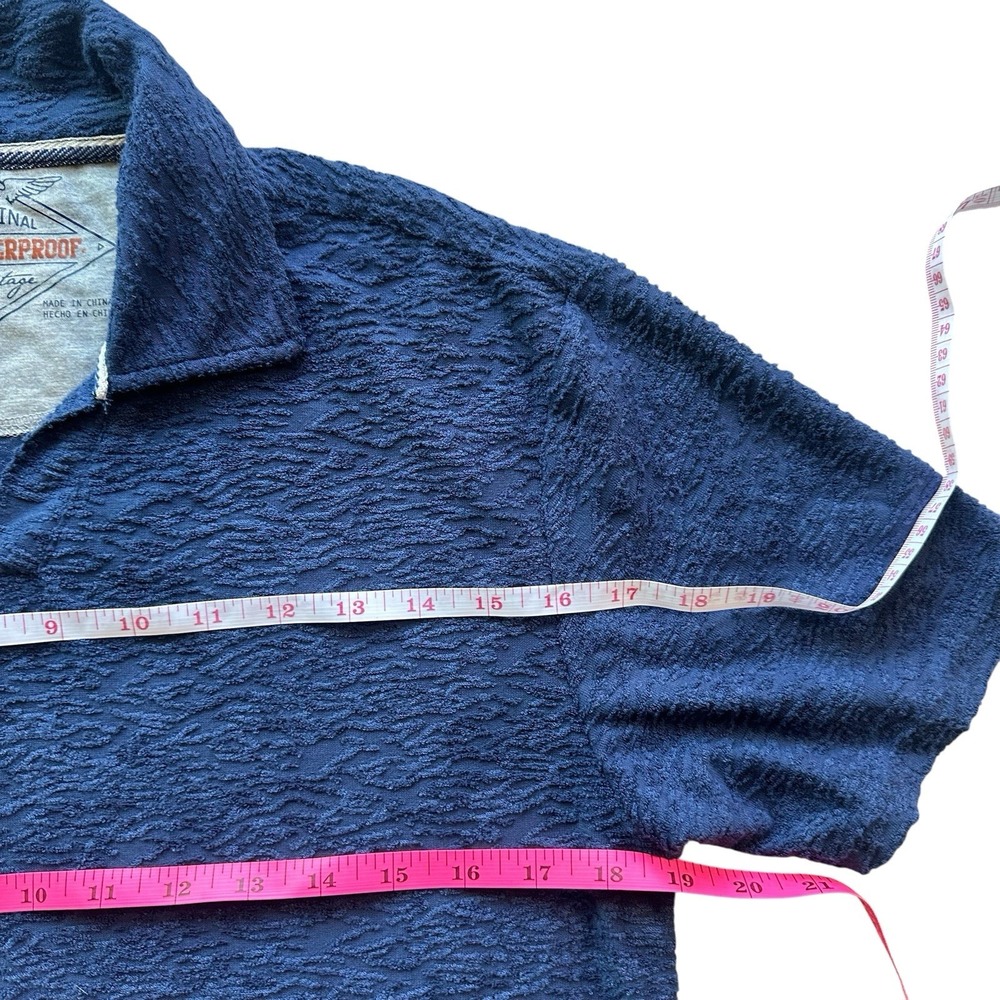 Weatherproof Vintage Naval Academy Polo Shirt‎ Men's S Navy Blue Textured - Picture 6 of 11